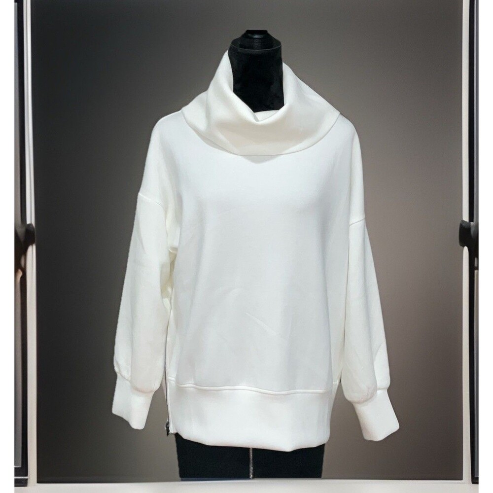 Cable & Gauge Women's Oversized Turtleneck Sweatshirt Side Zip Size L